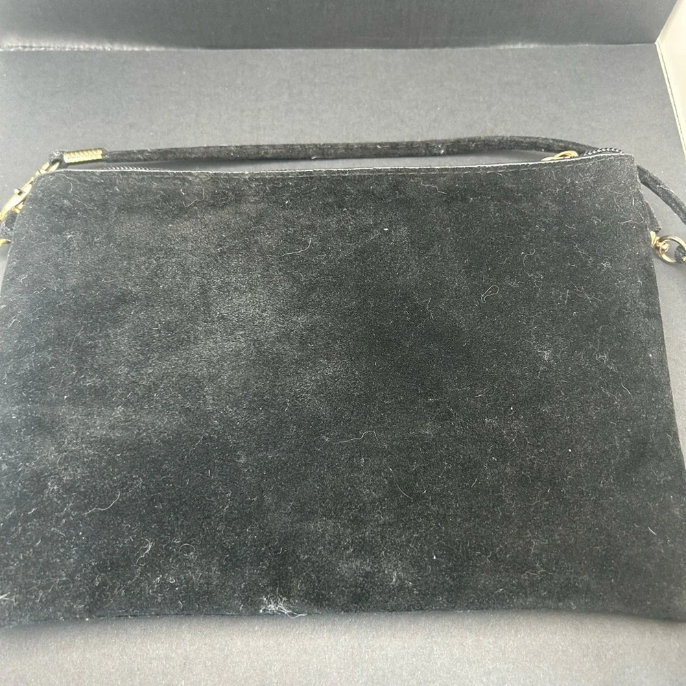 Boho Black Suede Crossbody Bag with Multicolor Beaded Trim - Picture 9 of 14